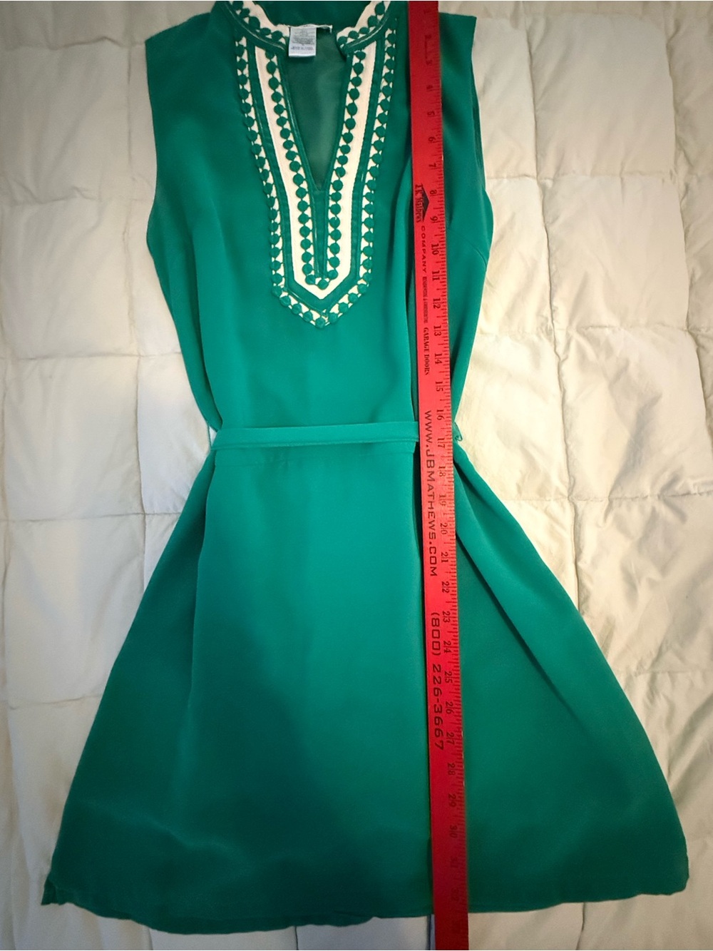 Esley Kelly Green Sleeveless V-Neck Dress with Embroidered Trim Size S - Picture 11 of 11